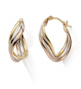 Les Boucles d'oreilles créoles or tricolore 375/1000, torsadée by Stauffer