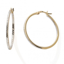 Les Boucles d'oreilles créoles or bicolore 375/1000, ciselée, diamètre 43 mm, by Stauffer