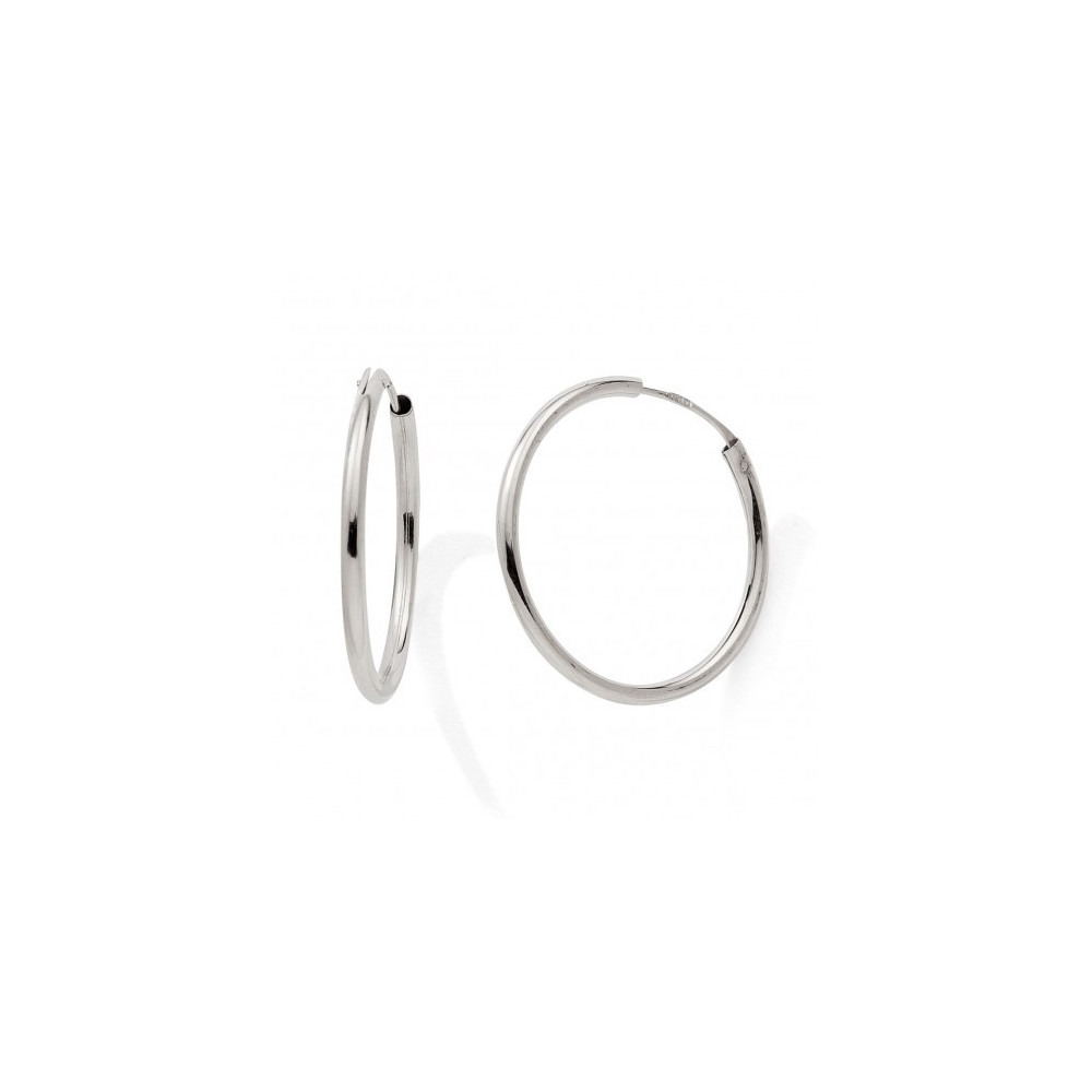 Les Boucles d'oreilles créoles or gris 375/1000, fil rond, diamètre 35 mm, by Stauffer