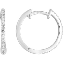 Les Boucles d'oreilles créoles, or gris 375/1000, oxydes de zirconium by Stauffer