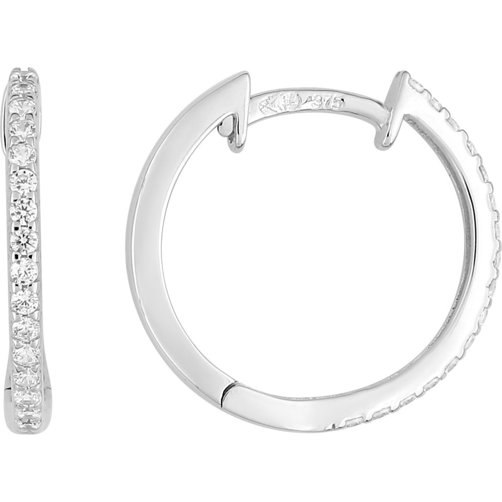 Les Boucles d'oreilles créoles, or gris 375/1000, oxydes de zirconium by Stauffer