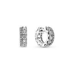 Boucles d'oreilles créoles Pandora, Pavées Anneau Double, en argent 925/1000 290058C01