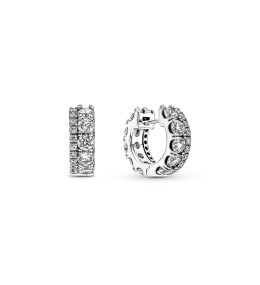 Boucles d'oreilles créoles Pandora, Pavées Anneau Double, en argent 925/1000 290058C01