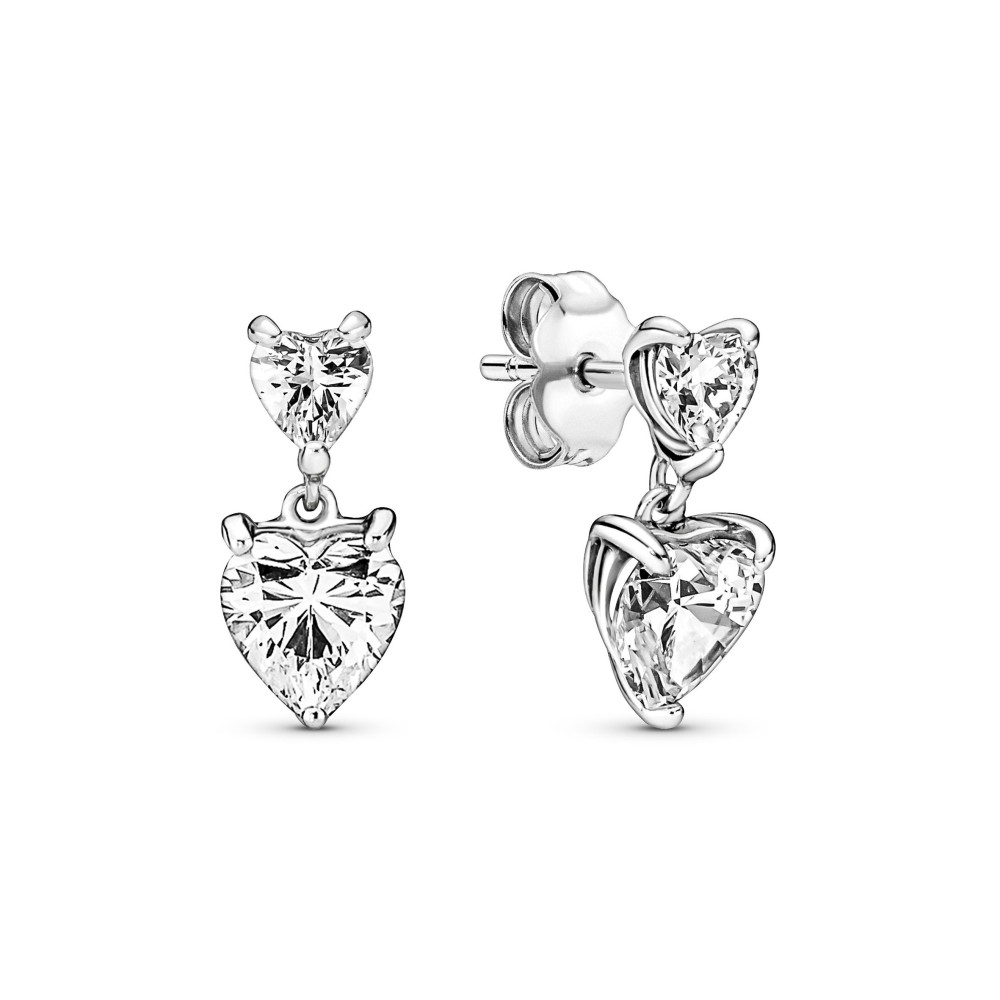 Boucles d'oreilles Pandora, Scintillants Cœur Double, en argent 925/1000 291199C01