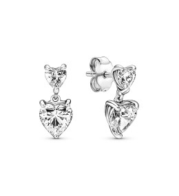 Boucles d'oreilles Pandora, Scintillants Cœur Double, en argent 925/1000 291199C01